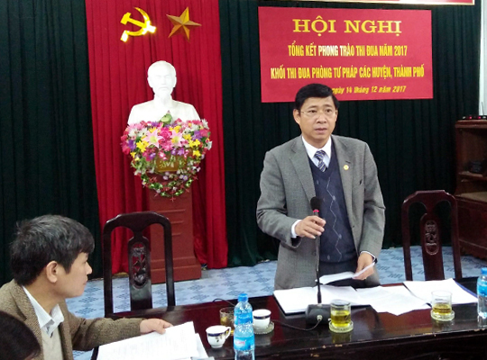 Khối thi đua Phòng Tư pháp các huyện, thành phố tỉnh Ninh Bình tổ chức Hội nghị tổng kết công tác Thi đua năm 2017